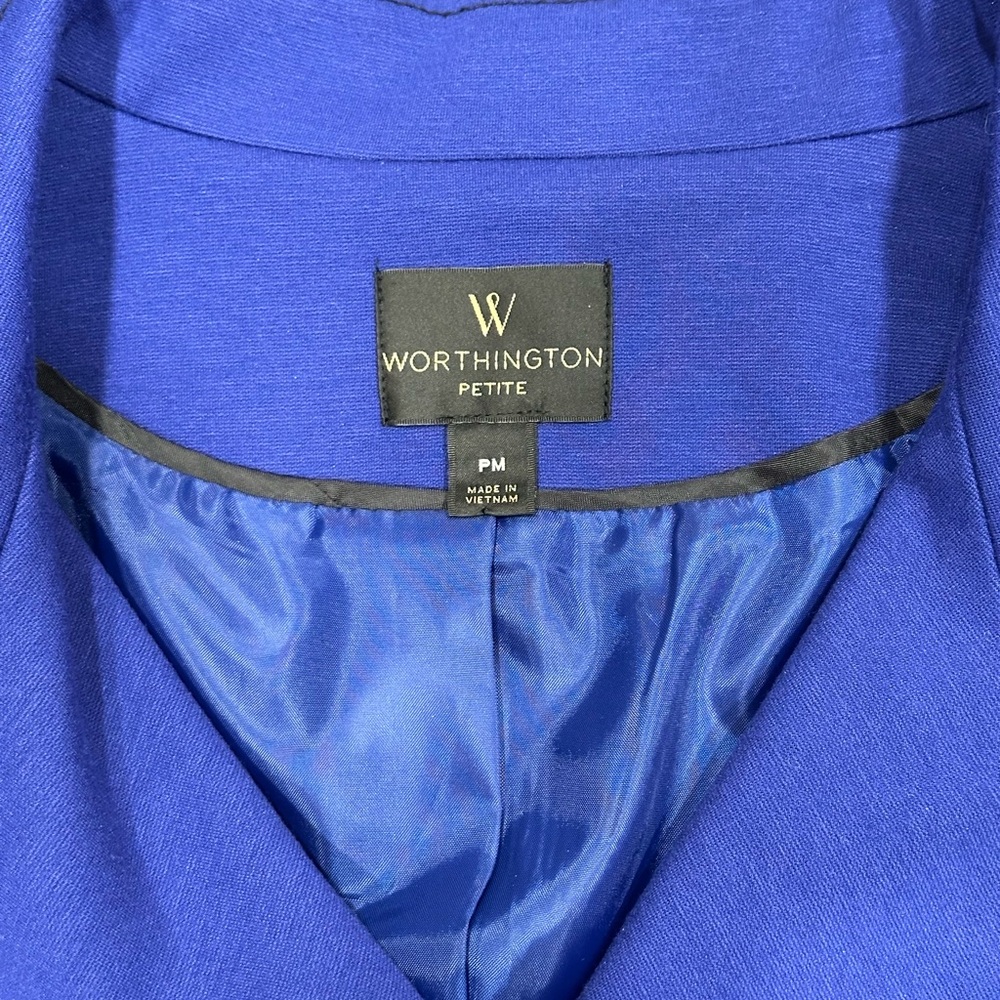 Worthington Royal Blue Moto jacket women’s size Petite Medium - Picture 3 of 7